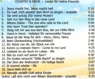 CD COUNTRY & MEHR - Lieder für meine Freunde - Wolfgang H. Schiller