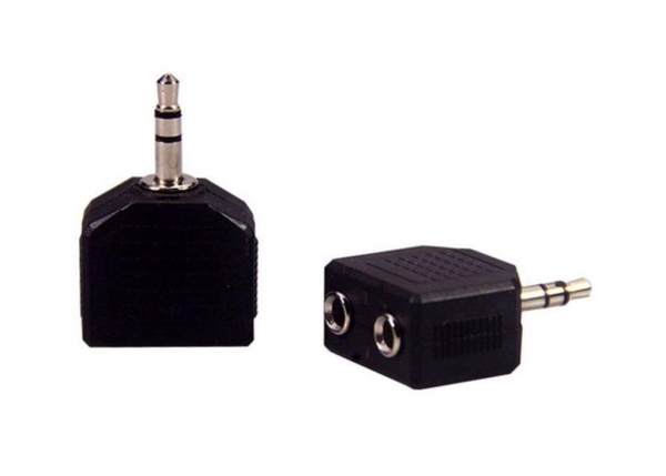 Y-Adapterstecker: 3,5 Stereo-Klinkenstecker an 2 x 3,5 Stereo-Klinkenbuchsen